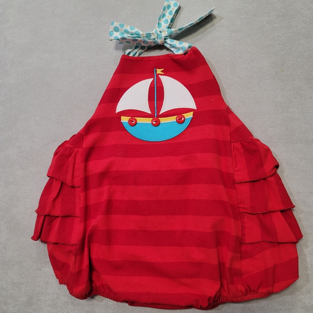 Ricrac and ruffles mystery sail boat bubble romper ruffle butt size 24 months